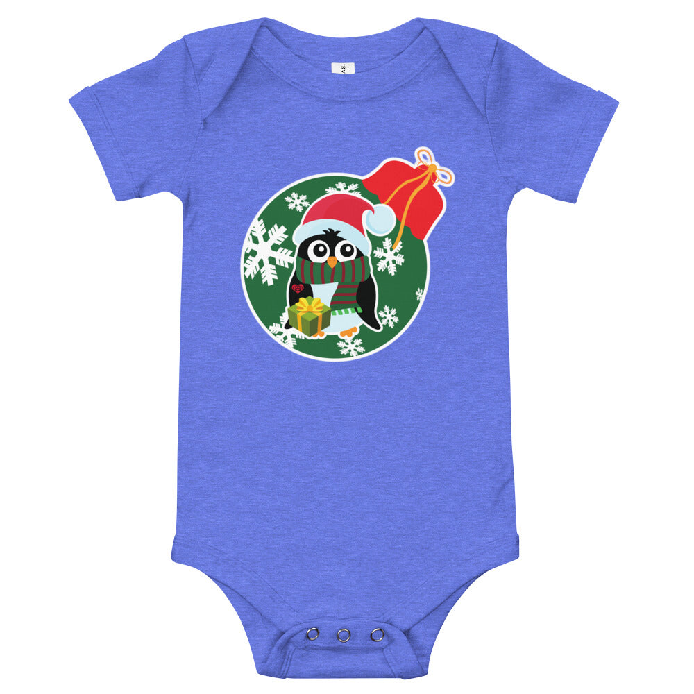 Christmas - Penguin - Personalized Baby One Piece