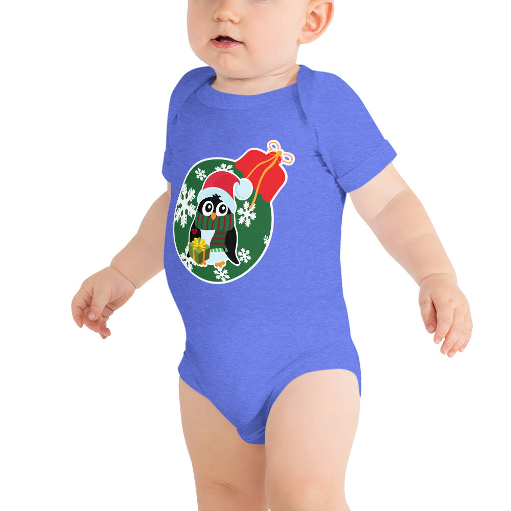 Christmas - Penguin - Personalized Baby One Piece